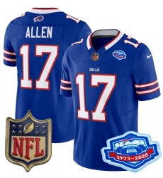 Youth Buffalo Bills 17 Josh Allen Blue 2025 F U S E Farewell Season Gold Shield Patch Stitched Football Jersey