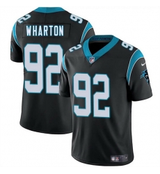 Men Carolina Panthers 92 Tershawn Wharton Black 2025 Vapor Limited Stitched Football Jersey