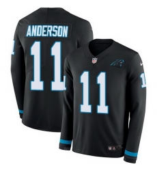 Nike Panthers 11 Robby Anderson Black Team Color Men Stitched NFL Limited Therma Long Sleeve Jersey