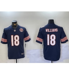 Men Chicago Bears 18 Caleb Williams Navy 2024 Draft F U S E  Vapor Stitched Football Jersey