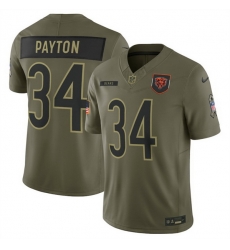 Men Chicago Bears 34 Walter Payton Olive 2025 Salute to Service Limited Stitched Football Jersey