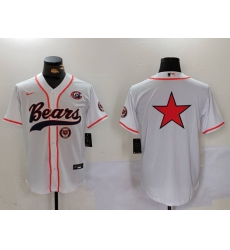 Men Chicago Bears White Team Big Logo With Patch Cool Base Stitched Baseball Jersey 2