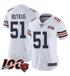 Women Chicago Bears 51 Dick Butkus White 100th Season Limited Football Jersey Women Chicago Bears 51 Dick Butkus White 100th Season Limited Football Jersey