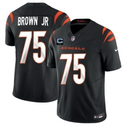 Men Cincinnati Bengals 75 Orlando Brown Jr Black 2025 F U S E  With 2 Star C Patch Vapor Untouchable Limited Stitched Football Jersey