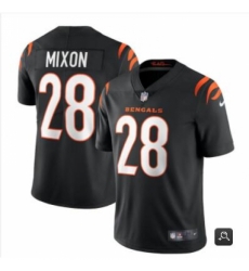 Youth Cincinnati Bengals #28 Joe Mixon 2021 Black Vapor Limited Stitched NFL Jersey Youth Cincinnati Bengals #28 Joe Mixon 2021 Black Vapor Limited Stitched NFL Jersey