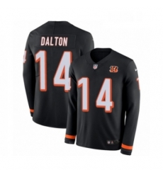 Youth Nike Cincinnati Bengals 14 Andy Dalton Limited Black Therma Long Sleeve NFL Jersey Youth Nike Cincinnati Bengals 14 Andy Dalton Limited Black Therma Long Sleeve NFL Jersey