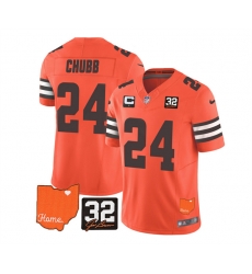 Men Cleveland Browns 24 Nick Chubb Orange 2023 F U S E With Jim Brown Memorial Patch And 1 Star C Patch Vapor Untouchable Limited Stitched Jersey Men Cleveland Browns 24 Nick Chubb Orange 2023 F U S E With Jim Brown Memorial Patch And 1 Star C Patch Vapor Untouchable Limited Stitched Jersey