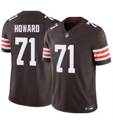 Men Cleveland Browns  71 Tytus Howard Brown F U S E  Vapor Limited Stitched Football Jersey
