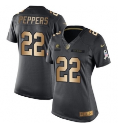 Nike Browns #22 Jabrill Peppers Black Womens Stitched NFL Limited Gold Salute to Service Jersey Nike Browns #22 Jabrill Peppers Black Womens Stitched NFL Limited Gold Salute to Service Jersey