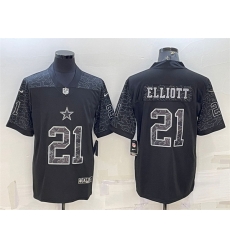 Men Dallas Cowboys 21 Ezekiel Elliott Black Reflective Limited Stitched Football Jersey Men Dallas Cowboys 21 Ezekiel Elliott Black Reflective Limited Stitched Football Jersey
