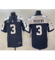 Men Dallas Cowboys 3 George pickens Navy F U S E  With 5x Super Bowl Champions  26 Established In 1960 Patch Thanksgiving Vapor Limited Stitched Football J