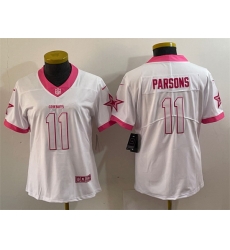 Women Dallas Cowboys 11 Micah Parsons White Pink Vapor Untouchable Limited Stitched Jersey 28Run Small 29 Women Dallas Cowboys 11 Micah Parsons White Pink Vapor Untouchable Limited Stitched Jersey 28Run Small 29