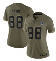 Women Dallas Cowboys 88 CeeDee Lamb Olive 2022 Salute To Service Limited Stitched Jersey Women Dallas Cowboys 88 CeeDee Lamb Olive 2022 Salute To Service Limited Stitched Jersey