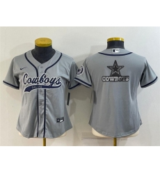 Women Dallas Cowboys Grey Team Big Logo With Patch Cool Base Stitched Baseball Jersey Women Dallas Cowboys Grey Team Big Logo With Patch Cool Base Stitched Baseball Jersey