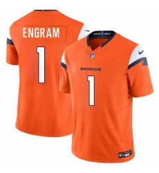 Men Denver Broncos 1 Evan Engram Orange 2024 F U S E  Vapor Limited Stitched Football Jersey