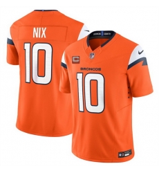 Men Denver Broncos 10 Bo Nix Orange 2025 F U S E  With 2 Star C Patch Vapor Limited Stitched Football Jersey