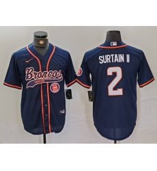 Men Denver Broncos 2 Pat Surtain II Navy Cool Base Stitched Baseball Jersey 2 Men Denver Broncos 2 Pat Surtain II Navy Cool Base Stitched Baseball Jersey 2