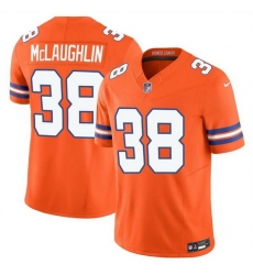 Men Denver Broncos 38 Jaleel McLaughlin Orange F U S E  Mile High Collection 1977 Throwback Vapor Limited Stitched Football Jersey