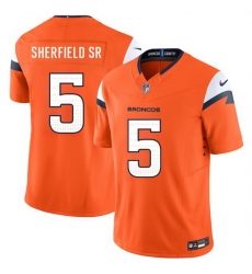 Men Denver Broncos 5 Trent Sherfield Sr Orange 2024 F U S E  Vapor Limited Stitched Football Jersey