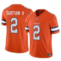 Men Nike Denver Broncos Patrick Surtain II Stitched Rush Orange Limited Jersey