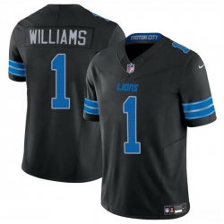 Men Detroit Lions 1 Jameson Williams Black 2025 F U S E  Vapor Limited Stitched Jersey