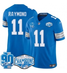 Men Detroit Lions 11 Kalif Raymond Blue 2024 NFC North Champions 90th Anniversary Patch F U S E Vapor Limited Stitched Jersey Men Detroit Lions 11 Kalif Raymond Blue 2024 NFC North Champions 90th Anniversary Patch F U S E Vapor Limited Stitched Jersey