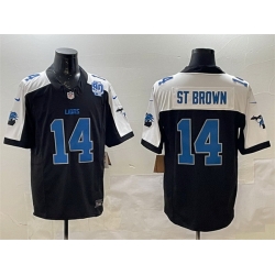 Men Detroit Lions 14 Amon Ra St  Brown Black Alternate F U S E  2024 Michigan  26 90th Anniversary Patch Vapor Limited Stitched Jersey