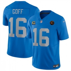 Men Detroit Lions 16 Jared Goff Blue 2025 F U S E With 4 Star C Patch And John Madden Patch Vapor Limited Stitched Jersey