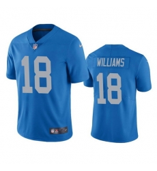 Men Detroit Lions 18 Jameson Williams Blue Vapor Untouchable Limited Stitched Jersey