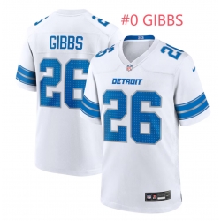 Men Nike ahmyr Gibbs #0 White Detroit Lions Team F U S E Stitched Jersey