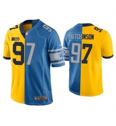 Men's Detroit Lions #97 Aidan Hutchinson Yellow Blue Split Stitched Game Jersey Men's Detroit Lions #97 Aidan Hutchinson Yellow Blue Split Stitched Game Jersey