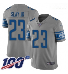 Lions #23 Darius Slay Jr Gray Youth Stitched Football Limited Inverted Legend 100th Season Jersey Lions #23 Darius Slay Jr Gray Youth Stitched Football Limited Inverted Legend 100th Season Jersey