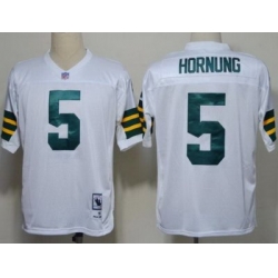 Green Bay Packers 5 Paul Hornung White Throwback NFL Jerseys