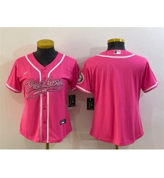 Women Green Bay Packers Blank Pink With Patch Cool Base Stitched Baseball Jersey Women Green Bay Packers Blank Pink With Patch Cool Base Stitched Baseball Jersey