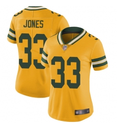 Women Packers 33 Aaron Jones Yellow Stitched Football Limited Rush Jersey Women Packers 33 Aaron Jones Yellow Stitched Football Limited Rush Jersey