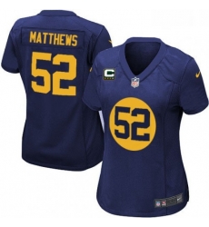 Womens Nike Green Bay Packers 52 Clay Matthews Elite Navy Blue Alternate C Patch NFL Jersey Womens Nike Green Bay Packers 52 Clay Matthews Elite Navy Blue Alternate C Patch NFL Jersey