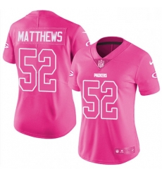 Womens Nike Green Bay Packers 52 Clay Matthews Limited Pink Rush Fashion NFL Jersey Womens Nike Green Bay Packers 52 Clay Matthews Limited Pink Rush Fashion NFL Jersey