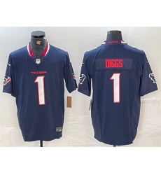 Men Houston Texans 1 Stefon Diggs Navy F U S E  Vapor Limited Stitched Football Jersey