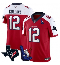Men Houston Texans 12 Nico Collins Red White 2023 F U S E With Hand Sign Throwing Up The H Patch Vapor Untouchable Limited Stitched Football Jersey Men Houston Texans 12 Nico Collins Red White 2023 F U S E With Hand Sign Throwing Up The H Patch Vapor Untouchable Limited Stitched Football Jersey
