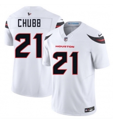 Men Houston Texans 21 Nick Chubb White 2025 F U S E  Vapor Limited Stitched Football Jersey