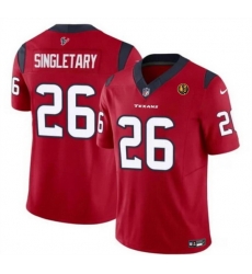 Men Houston Texans 26 Devin Singletary Red 2023 F U S E With John Madden Patch Vapor Limited Stitched Football Jersey Men Houston Texans 26 Devin Singletary Red 2023 F U S E With John Madden Patch Vapor Limited Stitched Football Jersey