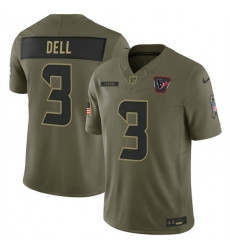 Men Houston Texans 3 Tank Dell Olive 2025 F U S E  Salute to Service Limited Stitched Football Jersey