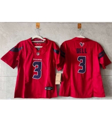 Women Houston Texans 3 Tank Dell Red 2024 F U S E Vapor Stitched Jersey  