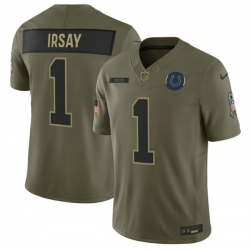Men Indianapolis Colts 1 Jim Irsay Olive 2025 F U S E  Salute to Service Limited Stitched Football Jersey