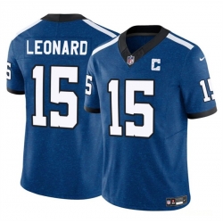 Men Indianapolis Colts 15 Riley Leonard Blue 2025 F U S E  Throwback Vapor Limited Stitched Football Jersey