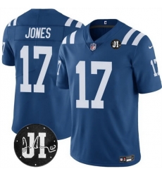 Men Indianapolis Colts 17 Daniel Jones Blue Jim Irsay Patch Vapor Stitched Jersey