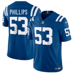 Men Indianapolis Colts 53 Jacob Phillips Blue 2025 F U S E  Vapor Limited Stitched Football Jersey