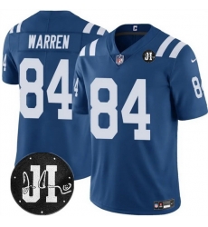Men Indianapolis Colts 84 Tyler Warren Blue Jim Irsay Patch Vapor Stitched Jersey