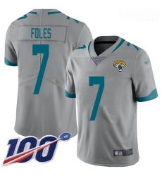 Jaguars 7 Nick Foles Silver Men Stitched Football Limited Inverted Legend 100th Season Jersey Jaguars 7 Nick Foles Silver Men Stitched Football Limited Inverted Legend 100th Season Jersey