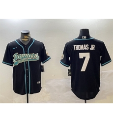 Men Jacksonville Jaguars 7 Brian Thomas Jr Black With Patch Cool Base Stitched Baseball Jersey Men Jacksonville Jaguars 7 Brian Thomas Jr Black With Patch Cool Base Stitched Baseball Jersey